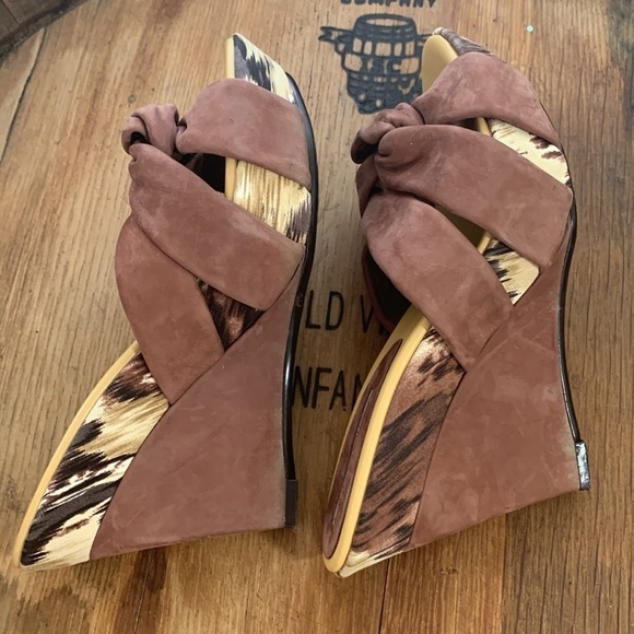 Via Spiga | Brown Suede Slip On Platform Heels 6.5 - Picture 11 of 17